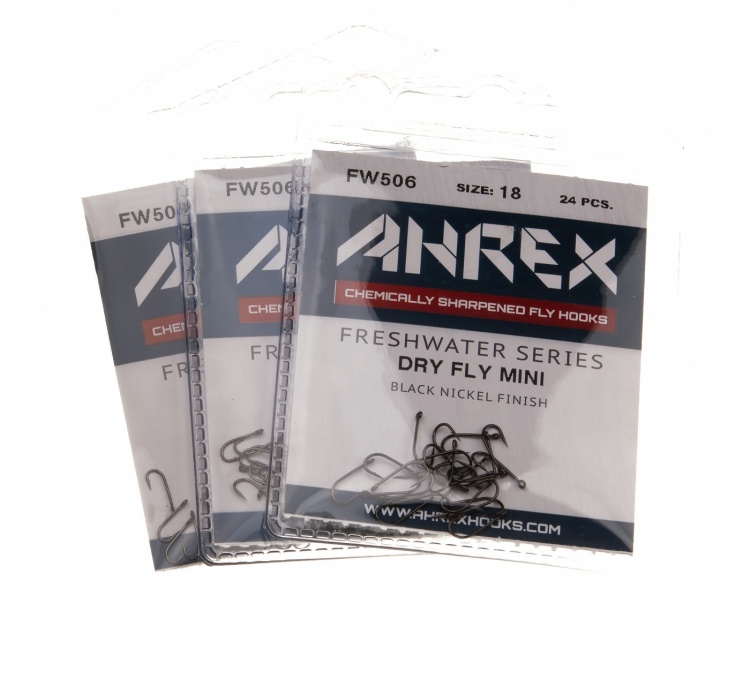 Ahrex Fw506 Dry Fly Mini Hook Barbed #18 Trout Fly Tying Hooks